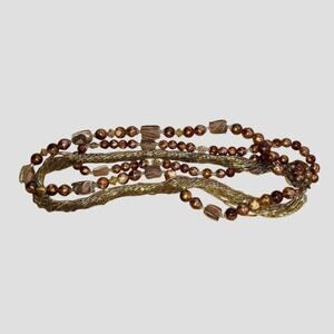 Princess Vintage 3-Tier Bronze Gold Toned Necklace Length 18"